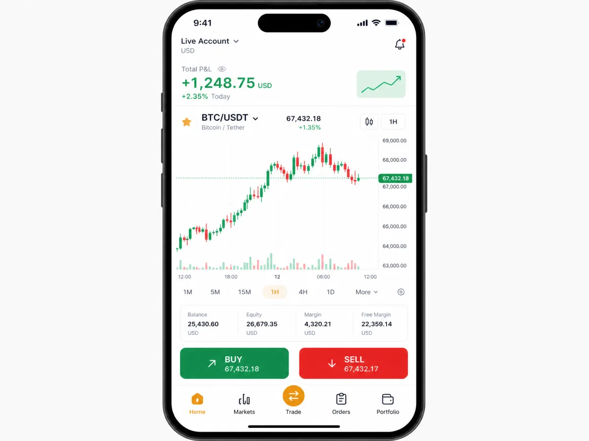 Senvix Pt — telas do aplicativo de negociação móvel
